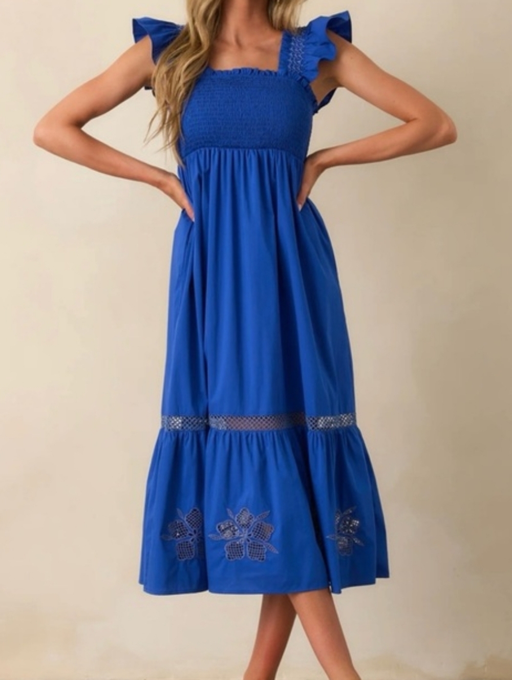 NWT Skies Are Blue Smocked Midi Dress Women's 100% Cotton Size: M